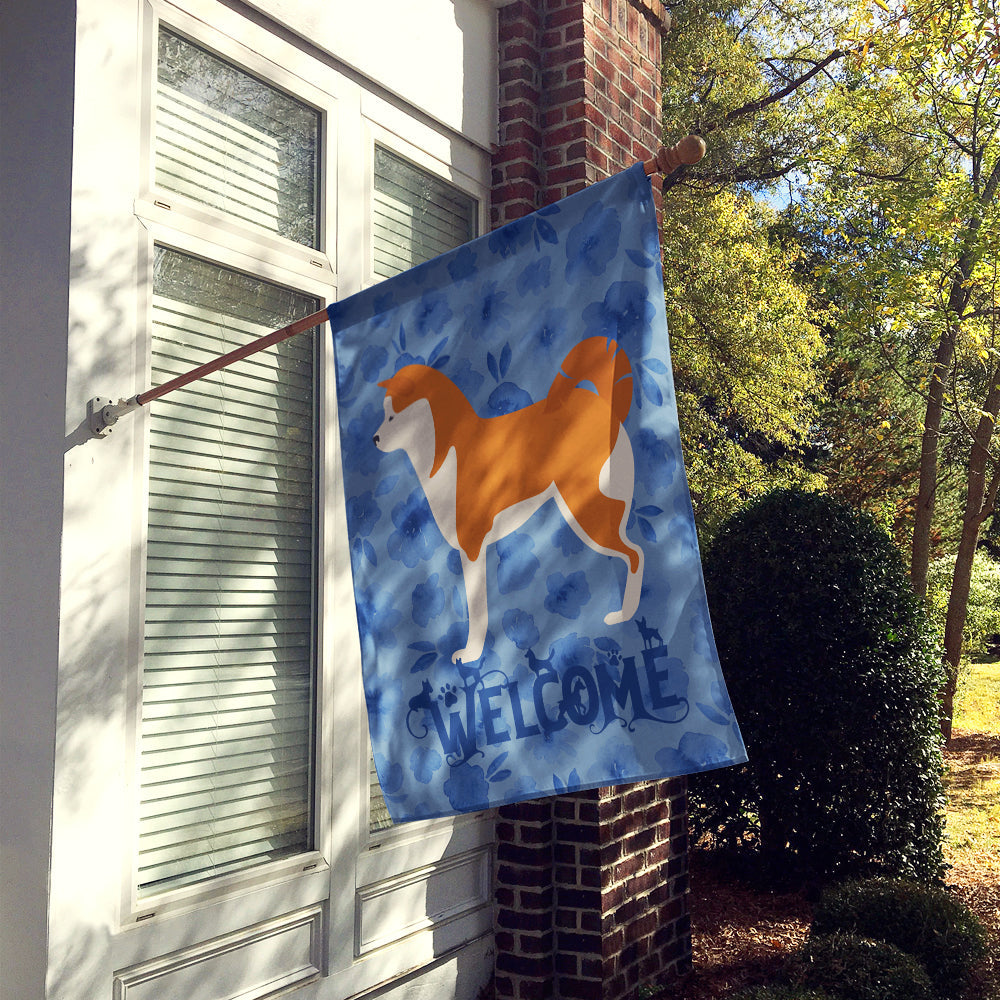Akita Welcome House Flag 28x40 Porch Sleeve Pole Decorative Outside Yard Banner Artwork Wall Hanging, Polyester