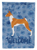 Basenji Welcome House Flag 28x40 Porch Sleeve Pole Decorative Outside Yard Banner Artwork Wall Hanging, Polyester