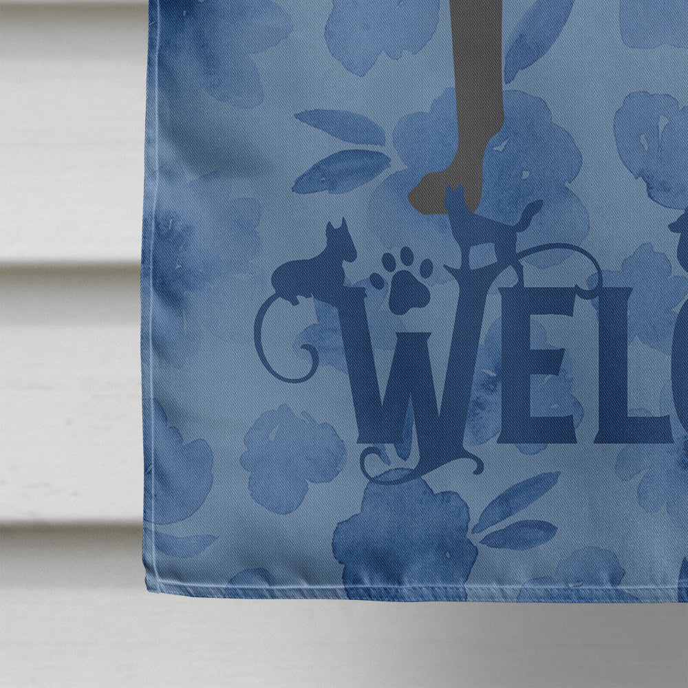 Great Dane Welcome House Flag 28x40 Porch Sleeve Pole Decorative Outside Yard Banner Artwork Wall Hanging, Polyester