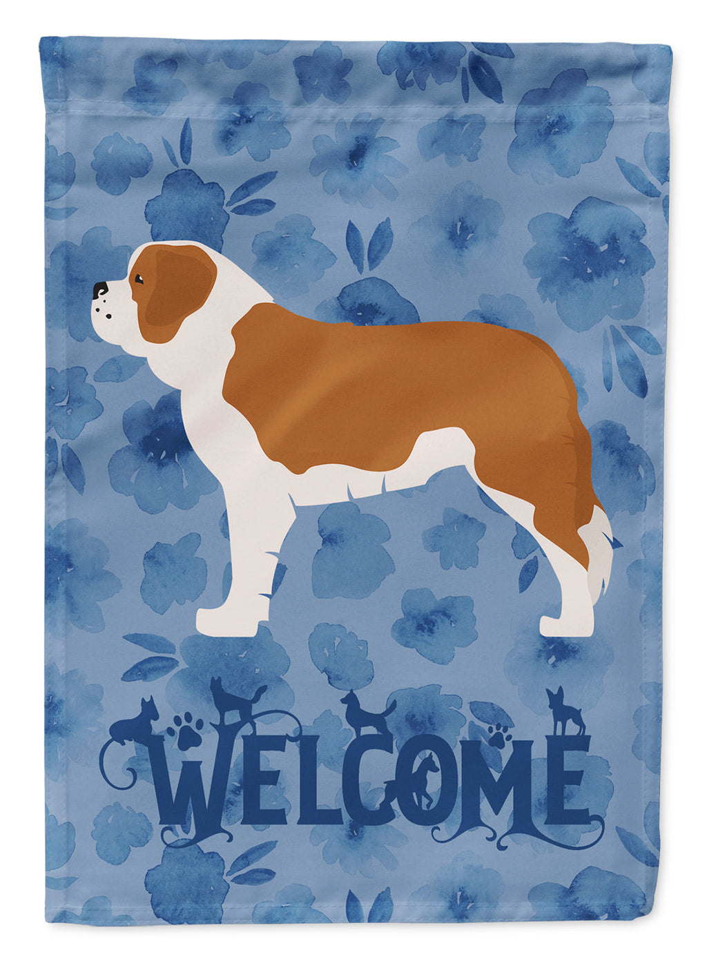 Saint Bernard Welcome House Flag 28x40 Porch Sleeve Pole Decorative Outside Yard Banner Artwork Wall Hanging, Polyester