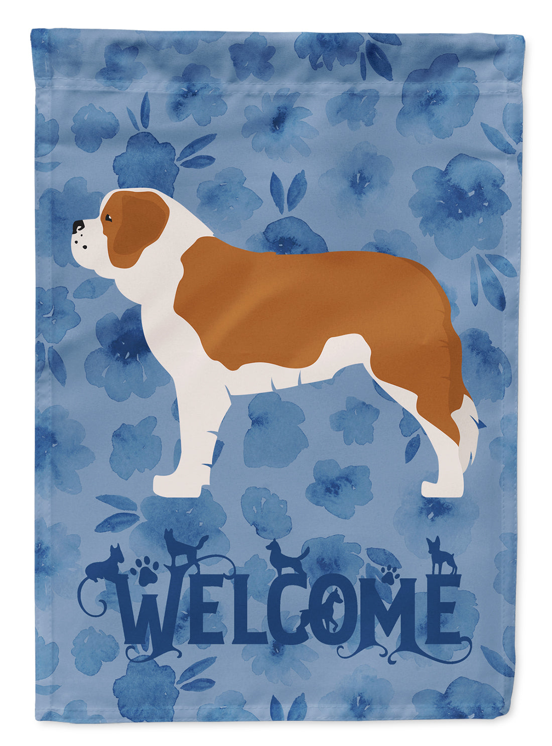 Saint Bernard Welcome House Flag 28x40 Porch Sleeve Pole Decorative Outside Yard Banner Artwork Wall Hanging, Polyester