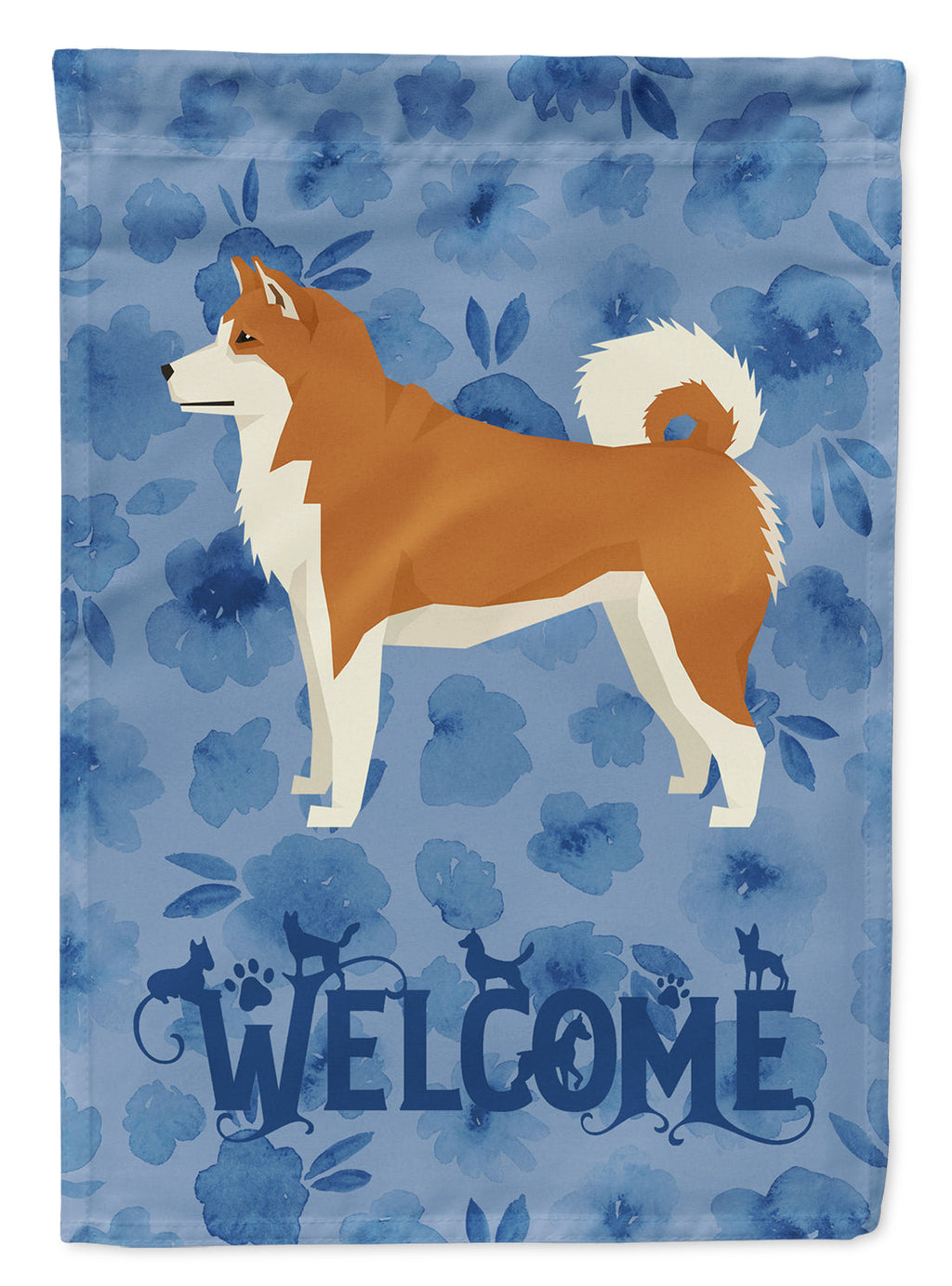 Akita Welcome House Flag 28x40 Porch Sleeve Pole Decorative Outside Yard Banner Artwork Wall Hanging, Polyester