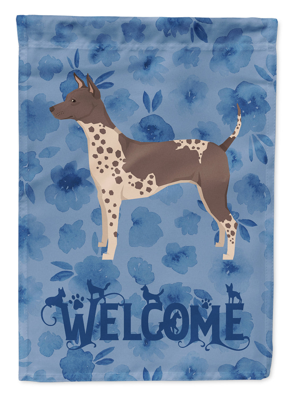 American Hairless Terrier Welcome House Flag 28x40 Porch Sleeve Pole Decorative Outside Yard Banner Artwork Wall Hanging, Polyester