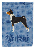 Basenji Welcome House Flag 28x40 Porch Sleeve Pole Decorative Outside Yard Banner Artwork Wall Hanging, Polyester