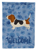 Basset Hound Welcome House Flag 28x40 Porch Sleeve Pole Decorative Outside Yard Banner Artwork Wall Hanging, Polyester
