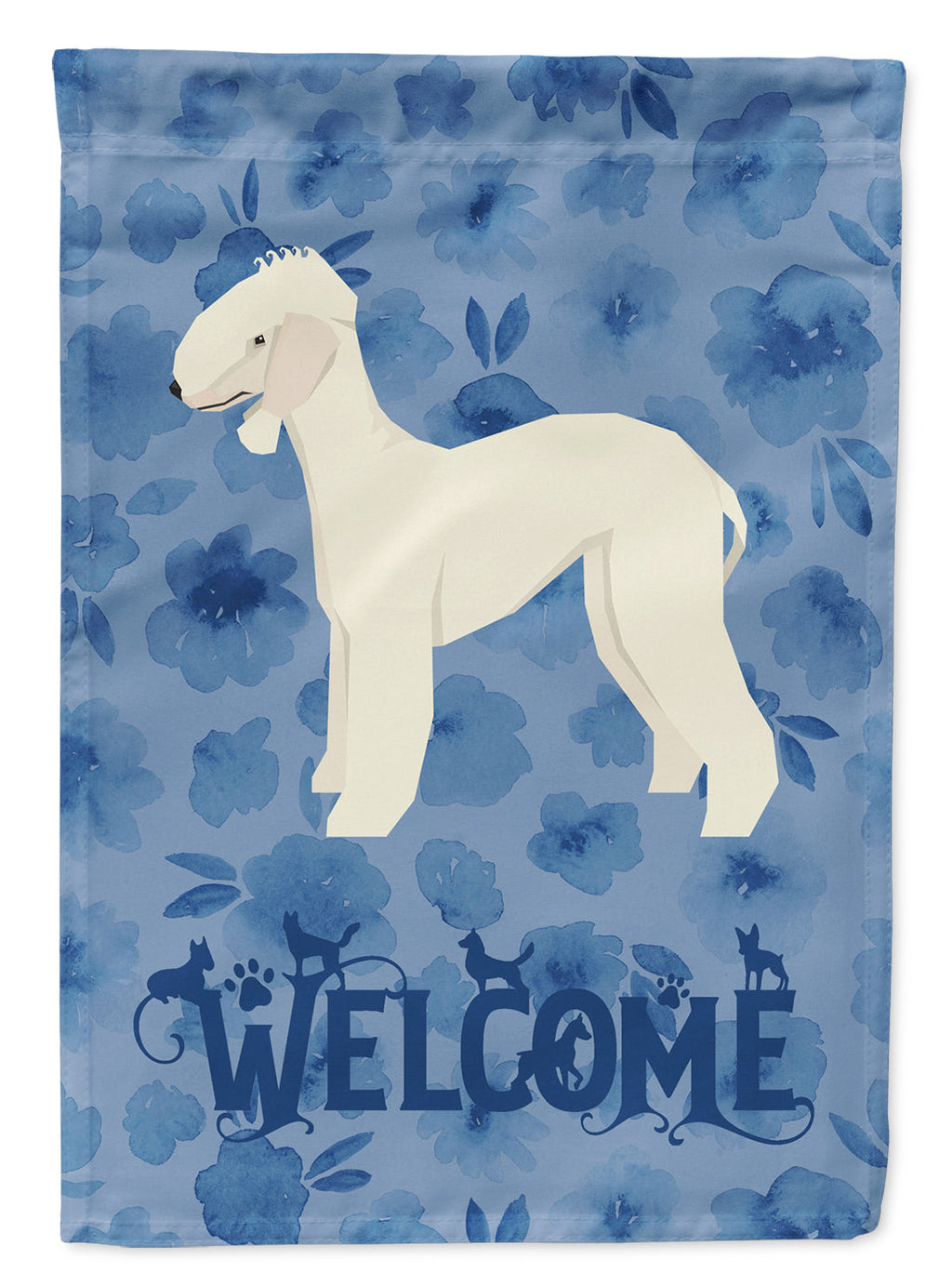 Bedlington Terrier Welcome House Flag 28x40 Porch Sleeve Pole Decorative Outside Yard Banner Artwork Wall Hanging, Polyester