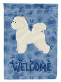 Bichon Frise Welcome House Flag 28x40 Porch Sleeve Pole Decorative Outside Yard Banner Artwork Wall Hanging, Polyester