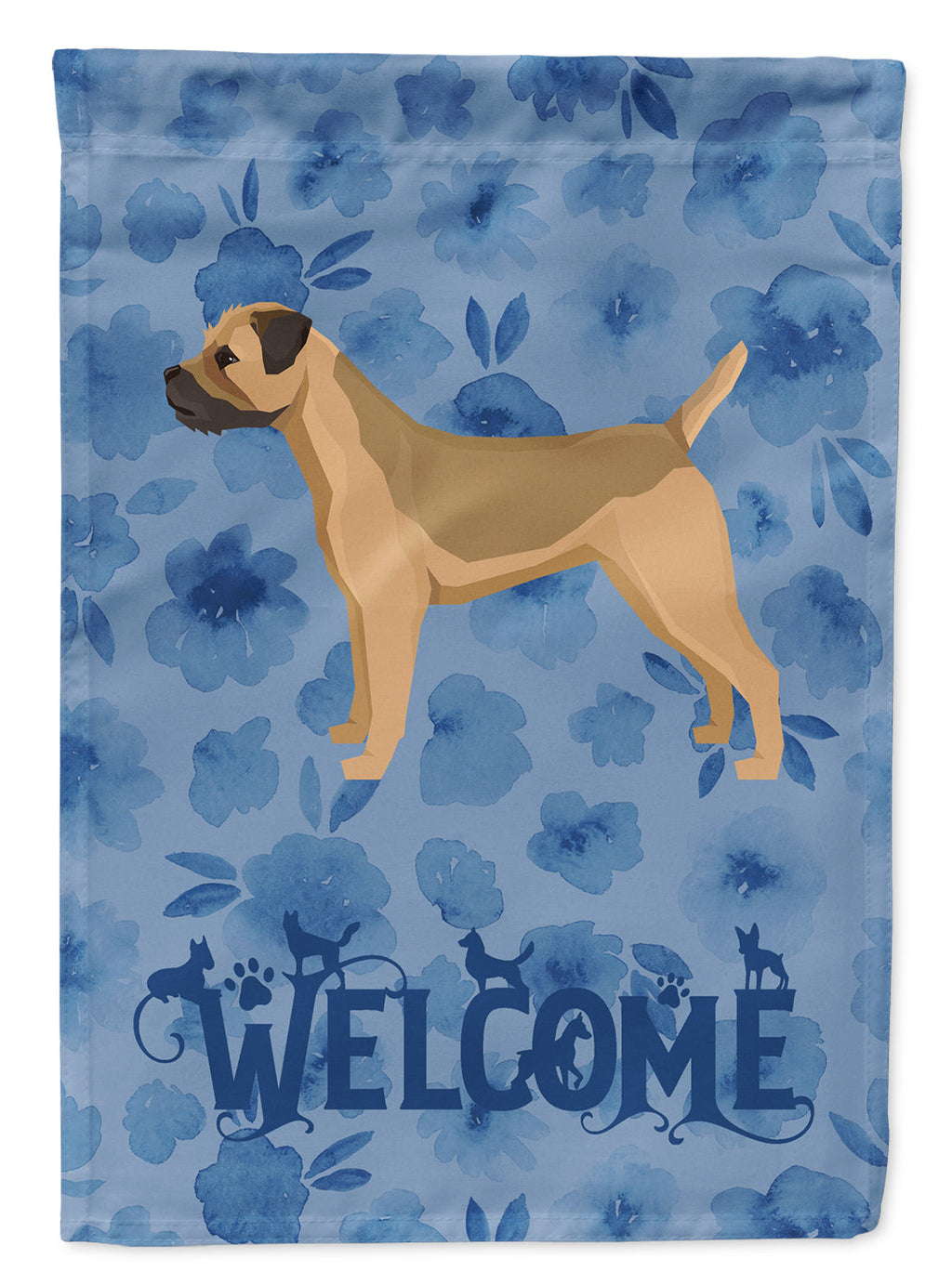 Border Terrier Welcome House Flag 28x40 Porch Sleeve Pole Decorative Outside Yard Banner Artwork Wall Hanging, Polyester