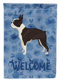 Boston Terrier Welcome House Flag 28x40 Porch Sleeve Pole Decorative Outside Yard Banner Artwork Wall Hanging, Polyester