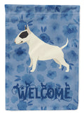 Black and White Bull Terrier Welcome House Flag 28x40 Porch Sleeve Pole Decorative Outside Yard Banner Artwork Wall Hanging, Polyester