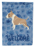 Fawn and White Bull Terrier Welcome House Flag 28x40 Porch Sleeve Pole Decorative Outside Yard Banner Artwork Wall Hanging, Polyester