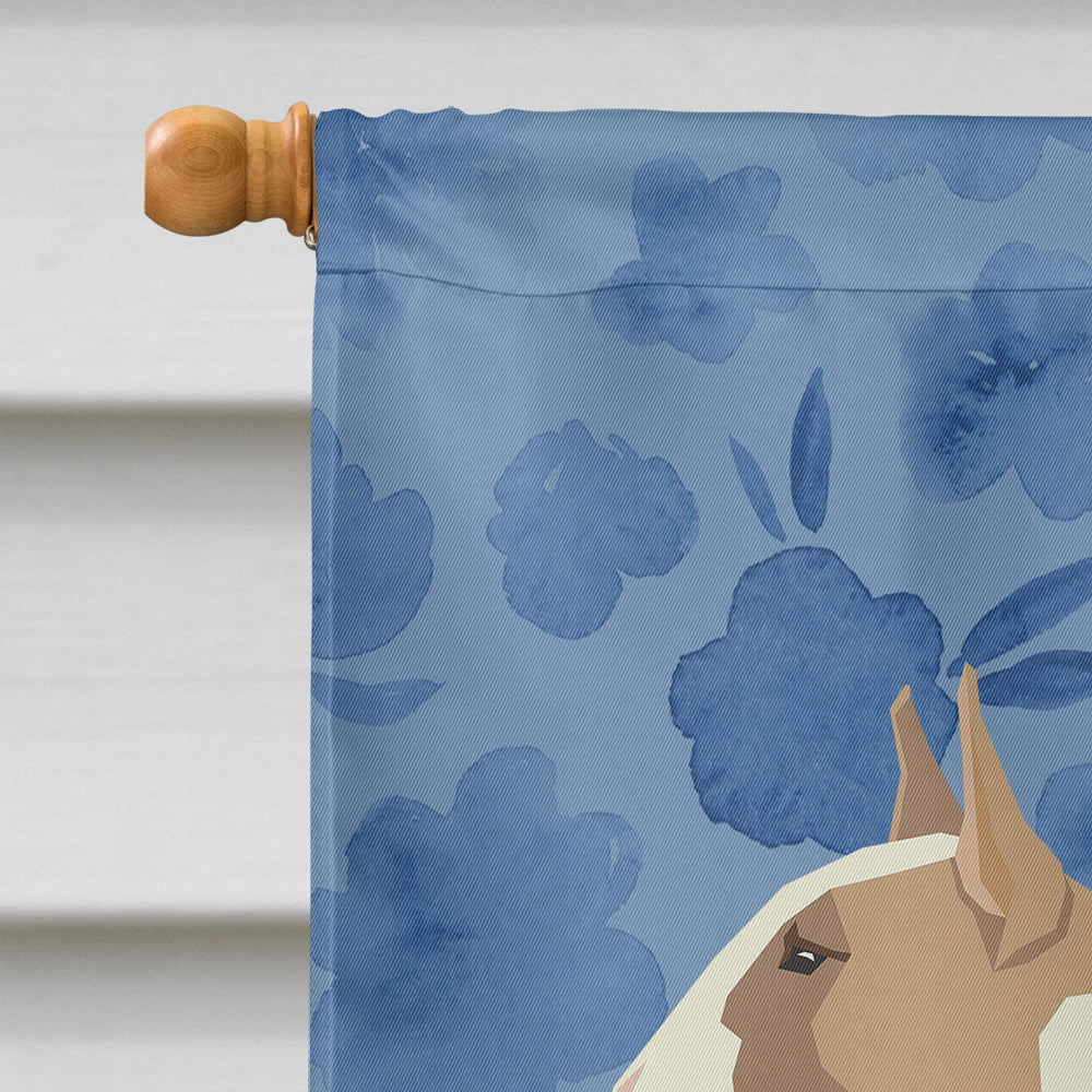 Fawn and White Bull Terrier Welcome House Flag 28x40 Porch Sleeve Pole Decorative Outside Yard Banner Artwork Wall Hanging, Polyester
