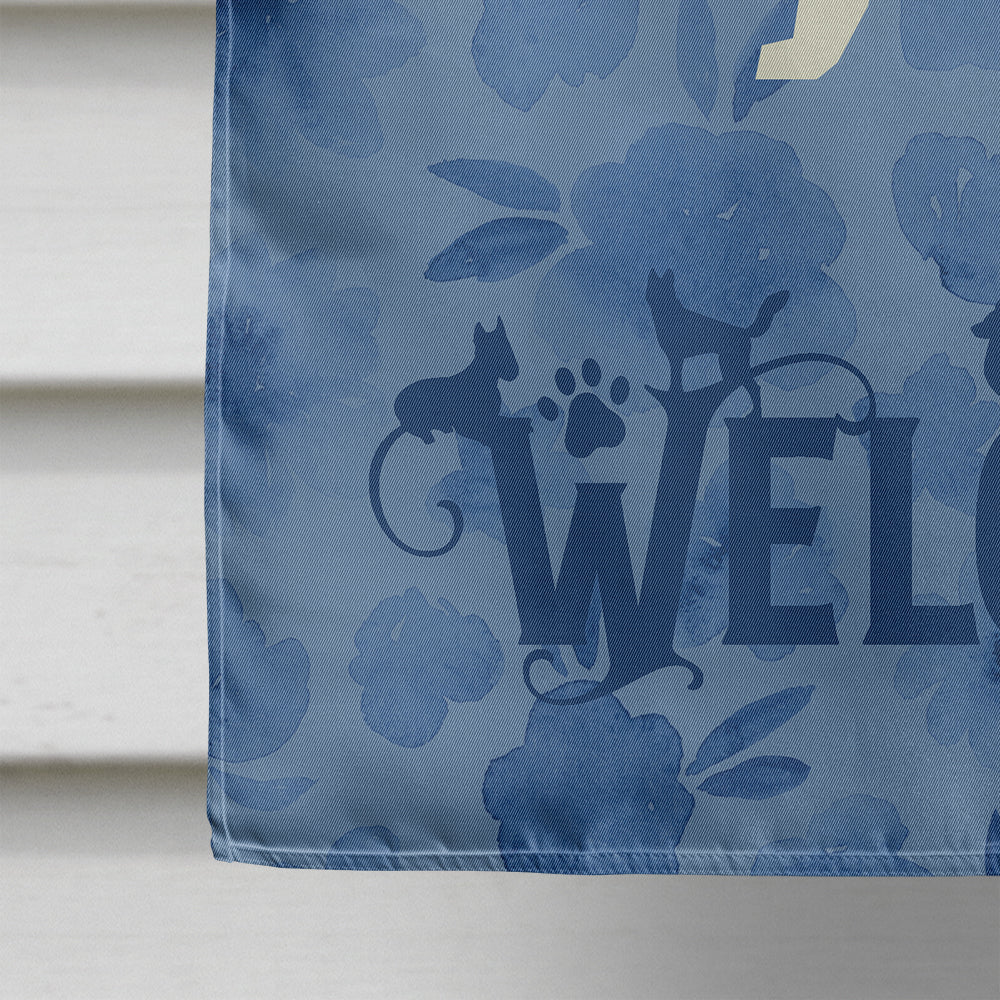 Fawn and White Bull Terrier Welcome House Flag 28x40 Porch Sleeve Pole Decorative Outside Yard Banner Artwork Wall Hanging, Polyester
