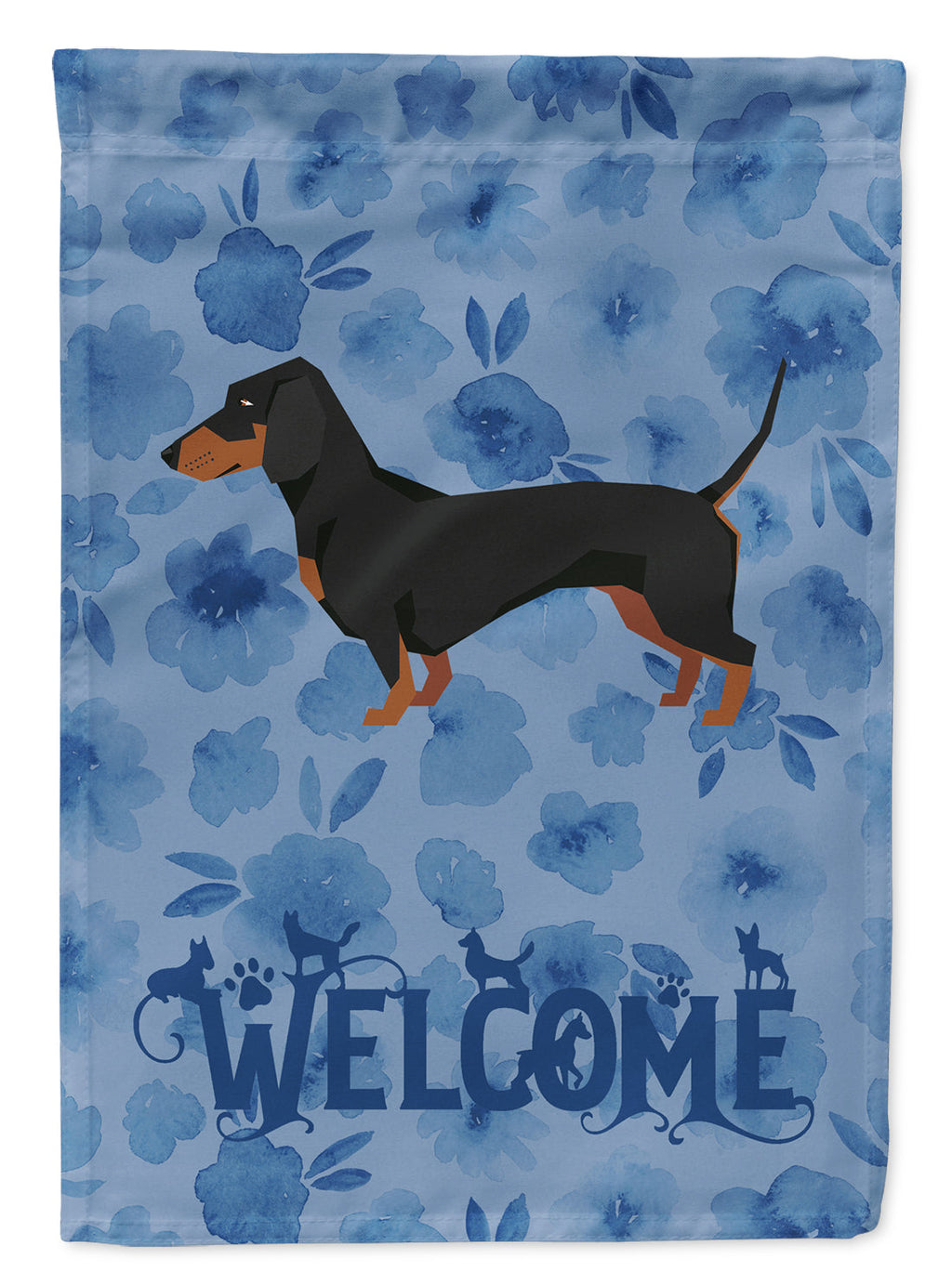 Dachshund Welcome House Flag 28x40 Porch Sleeve Pole Decorative Outside Yard Banner Artwork Wall Hanging, Polyester