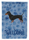 Dachshund Welcome House Flag 28x40 Porch Sleeve Pole Decorative Outside Yard Banner Artwork Wall Hanging, Polyester