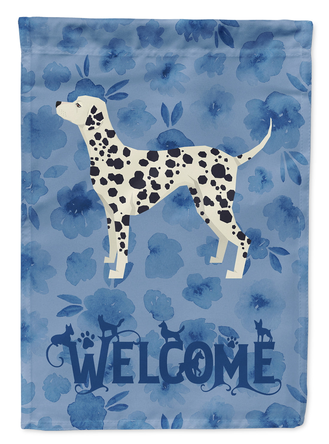 Dalmatian Welcome House Flag 28x40 Porch Sleeve Pole Decorative Outside Yard Banner Artwork Wall Hanging, Polyester