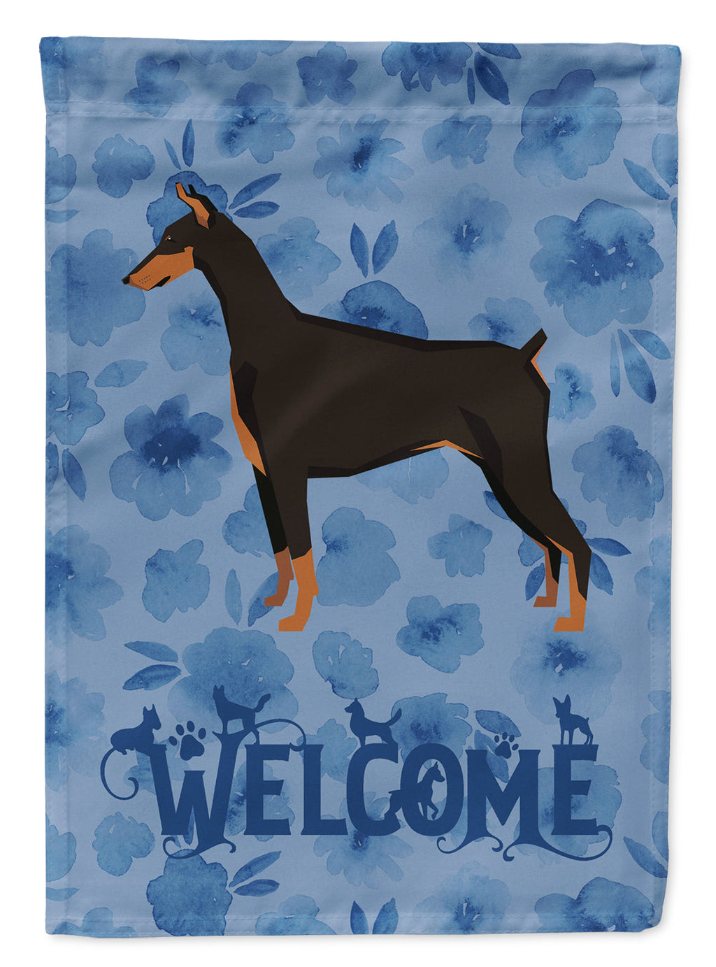 Doberman Pinscher Welcome House Flag 28x40 Porch Sleeve Pole Decorative Outside Yard Banner Artwork Wall Hanging, Polyester