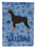 Doberman Pinscher Welcome House Flag 28x40 Porch Sleeve Pole Decorative Outside Yard Banner Artwork Wall Hanging, Polyester