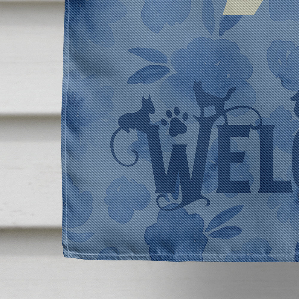 English Bulldog Welcome House Flag 28x40 Porch Sleeve Pole Decorative Outside Yard Banner Artwork Wall Hanging, Polyester