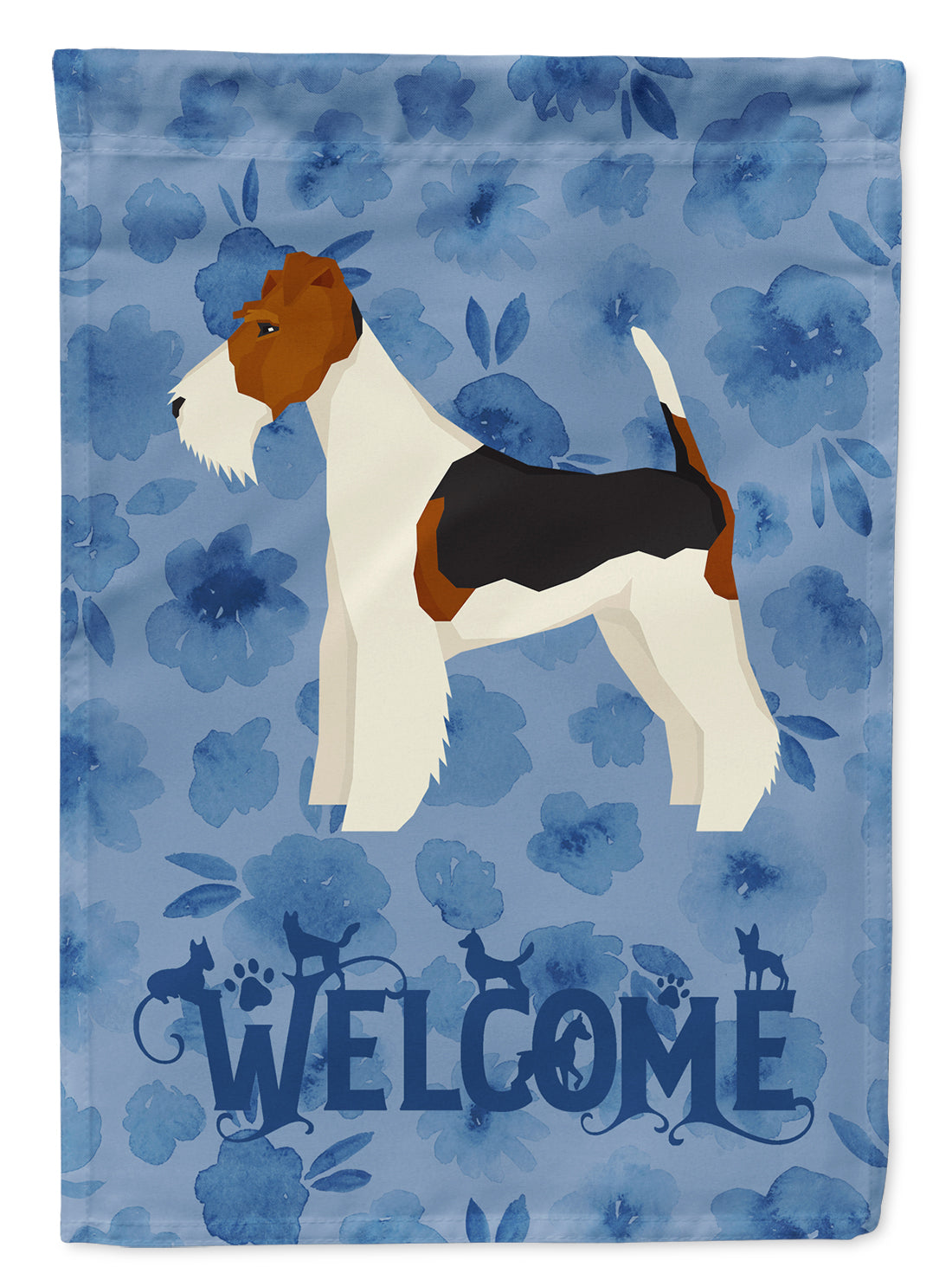 Fox Terrier Welcome House Flag 28x40 Porch Sleeve Pole Decorative Outside Yard Banner Artwork Wall Hanging, Polyester