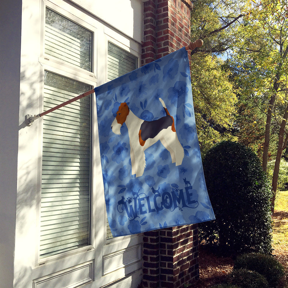 Fox Terrier Welcome House Flag 28x40 Porch Sleeve Pole Decorative Outside Yard Banner Artwork Wall Hanging, Polyester