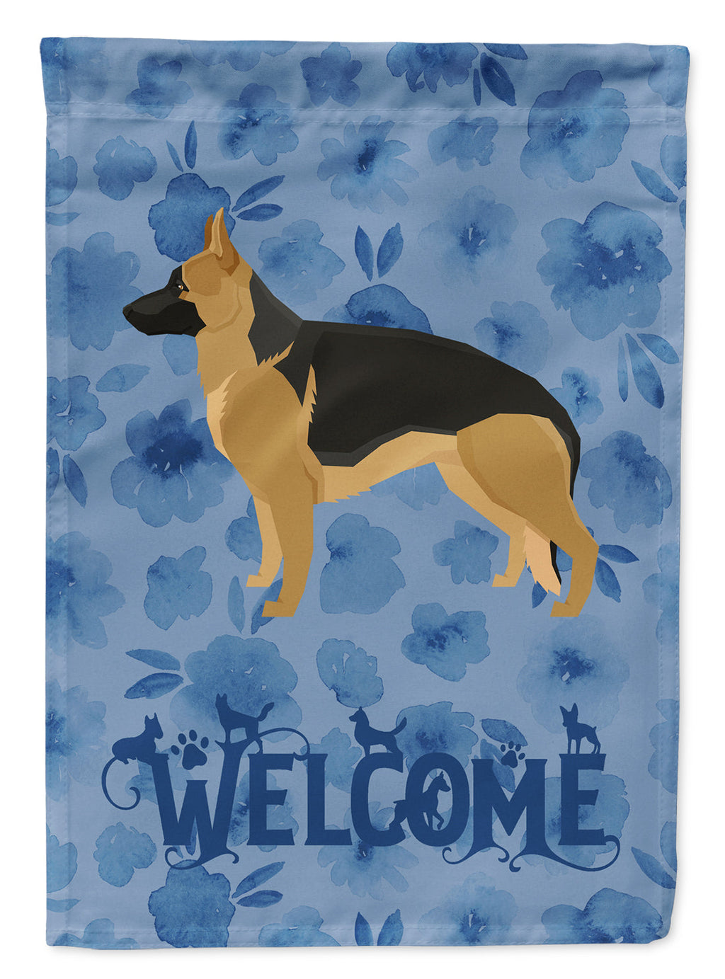 German Shepherd Welcome House Flag 28x40 Porch Sleeve Pole Decorative Outside Yard Banner Artwork Wall Hanging, Polyester