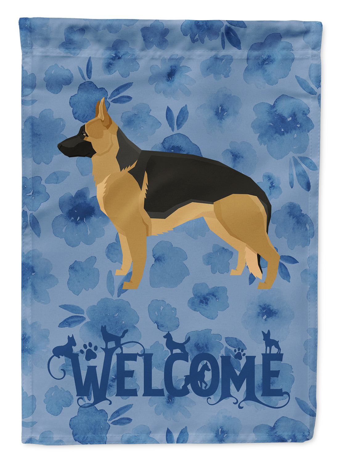 German Shepherd Welcome House Flag 28x40 Porch Sleeve Pole Decorative Outside Yard Banner Artwork Wall Hanging, Polyester