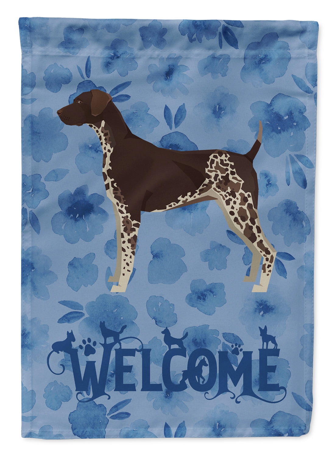 German Shorthaired Pointer Welcome House Flag 28x40 Porch Sleeve Pole Decorative Outside Yard Banner Artwork Wall Hanging, Polyester