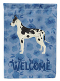 Great Dane Welcome House Flag 28x40 Porch Sleeve Pole Decorative Outside Yard Banner Artwork Wall Hanging, Polyester