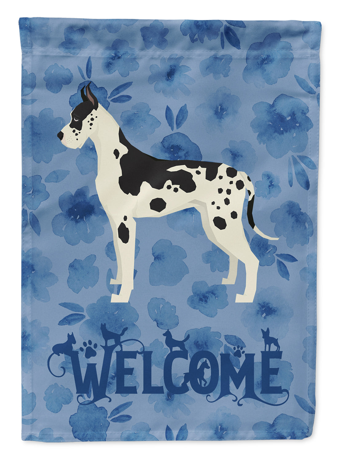 Great Dane Welcome House Flag 28x40 Porch Sleeve Pole Decorative Outside Yard Banner Artwork Wall Hanging, Polyester