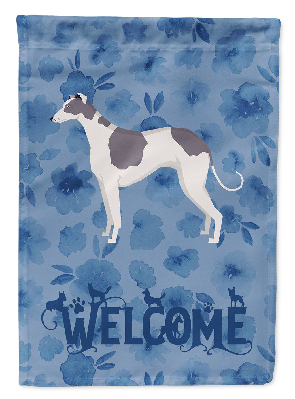 Greyhound Welcome House Flag 28x40 Porch Sleeve Pole Decorative Outside Yard Banner Artwork Wall Hanging, Polyester