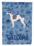 Greyhound Welcome House Flag 28x40 Porch Sleeve Pole Decorative Outside Yard Banner Artwork Wall Hanging, Polyester