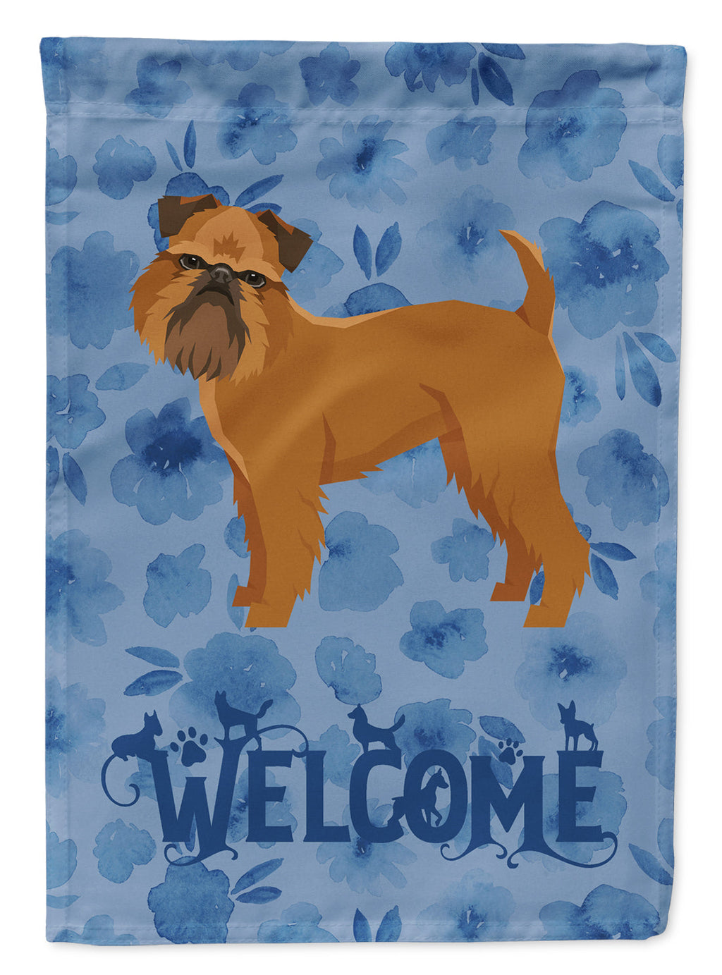 Brussels Griffon Welcome House Flag 28x40 Porch Sleeve Pole Decorative Outside Yard Banner Artwork Wall Hanging, Polyester