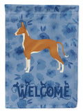 Ibizan Hound Welcome House Flag 28x40 Porch Sleeve Pole Decorative Outside Yard Banner Artwork Wall Hanging, Polyester