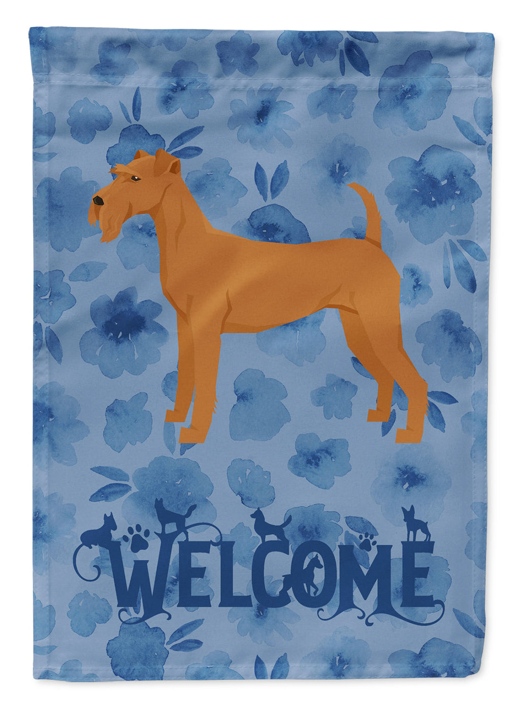 Irish Terrier Welcome House Flag 28x40 Porch Sleeve Pole Decorative Outside Yard Banner Artwork Wall Hanging, Polyester