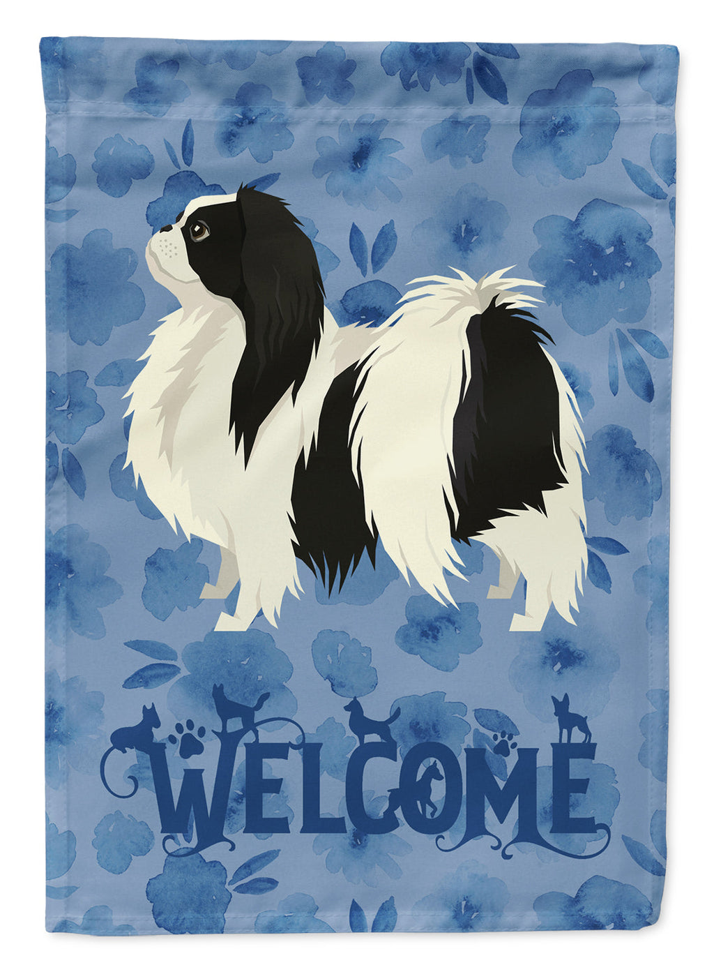 Japanese Chin Welcome House Flag 28x40 Porch Sleeve Pole Decorative Outside Yard Banner Artwork Wall Hanging, Polyester
