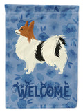 Papillon Welcome House Flag 28x40 Porch Sleeve Pole Decorative Outside Yard Banner Artwork Wall Hanging, Polyester