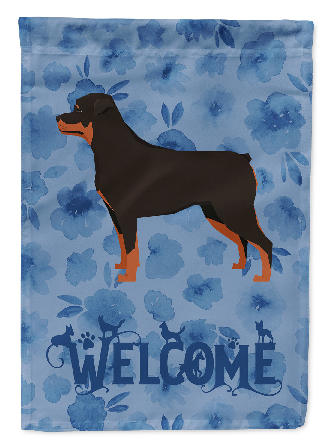 Rottweiler Welcome House Flag 28x40 Porch Sleeve Pole Decorative Outside Yard Banner Artwork Wall Hanging, Polyester