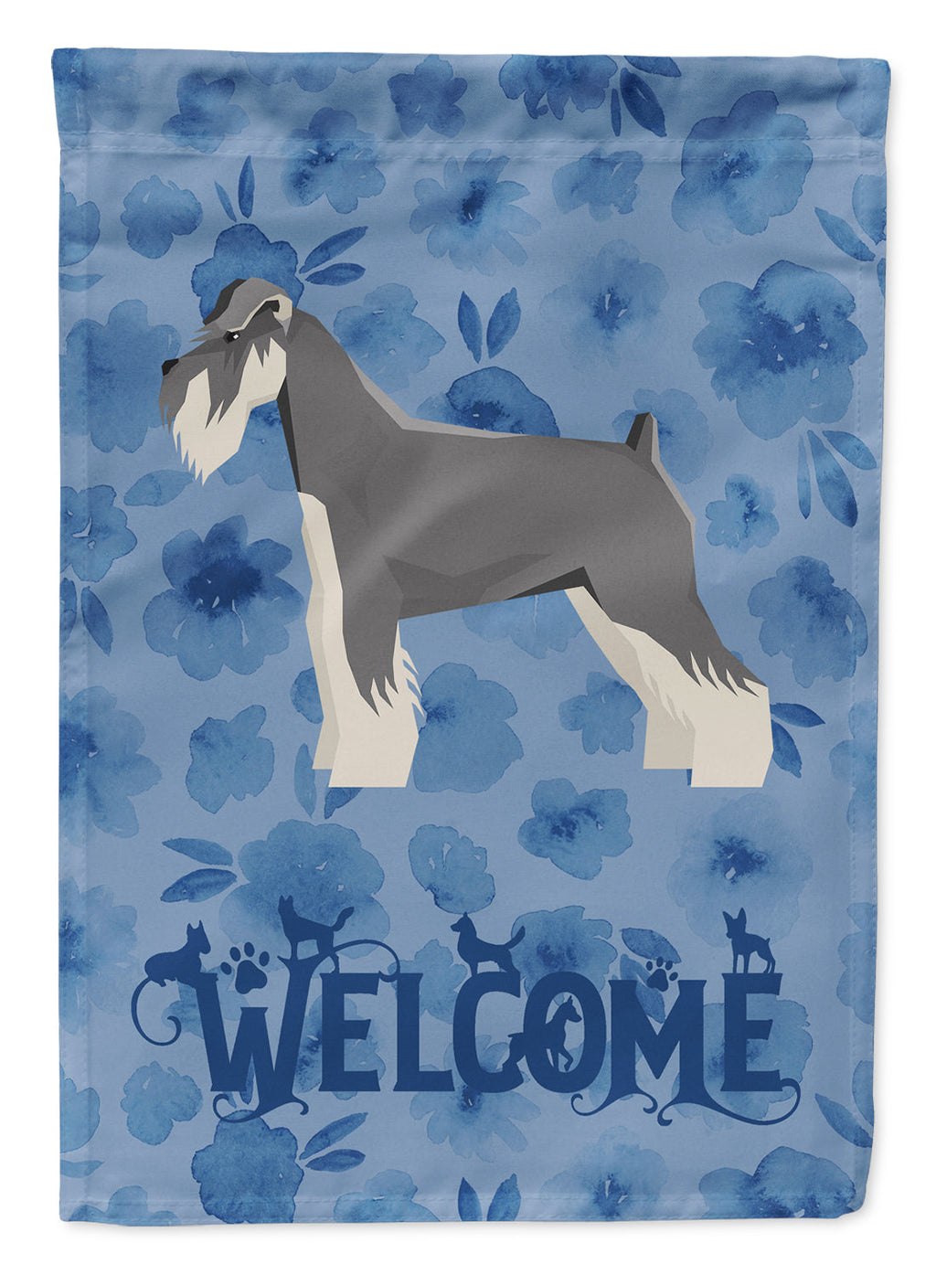 Schnauzer Welcome House Flag 28x40 Porch Sleeve Pole Decorative Outside Yard Banner Artwork Wall Hanging, Polyester