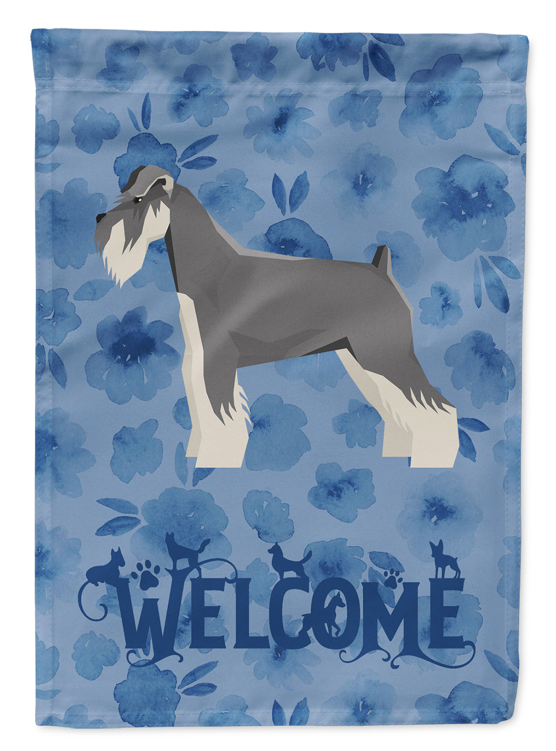 Schnauzer Welcome House Flag 28x40 Porch Sleeve Pole Decorative Outside Yard Banner Artwork Wall Hanging, Polyester