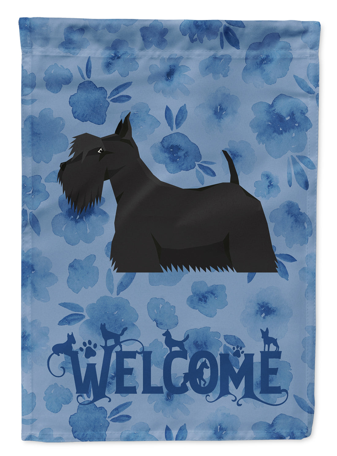 Scottish Terrier Welcome House Flag 28x40 Porch Sleeve Pole Decorative Outside Yard Banner Artwork Wall Hanging, Polyester