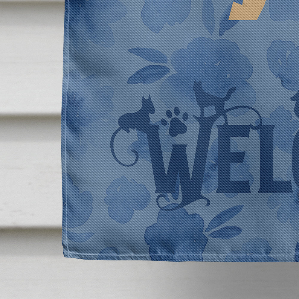 Shar Pei Welcome House Flag 28x40 Porch Sleeve Pole Decorative Outside Yard Banner Artwork Wall Hanging, Polyester