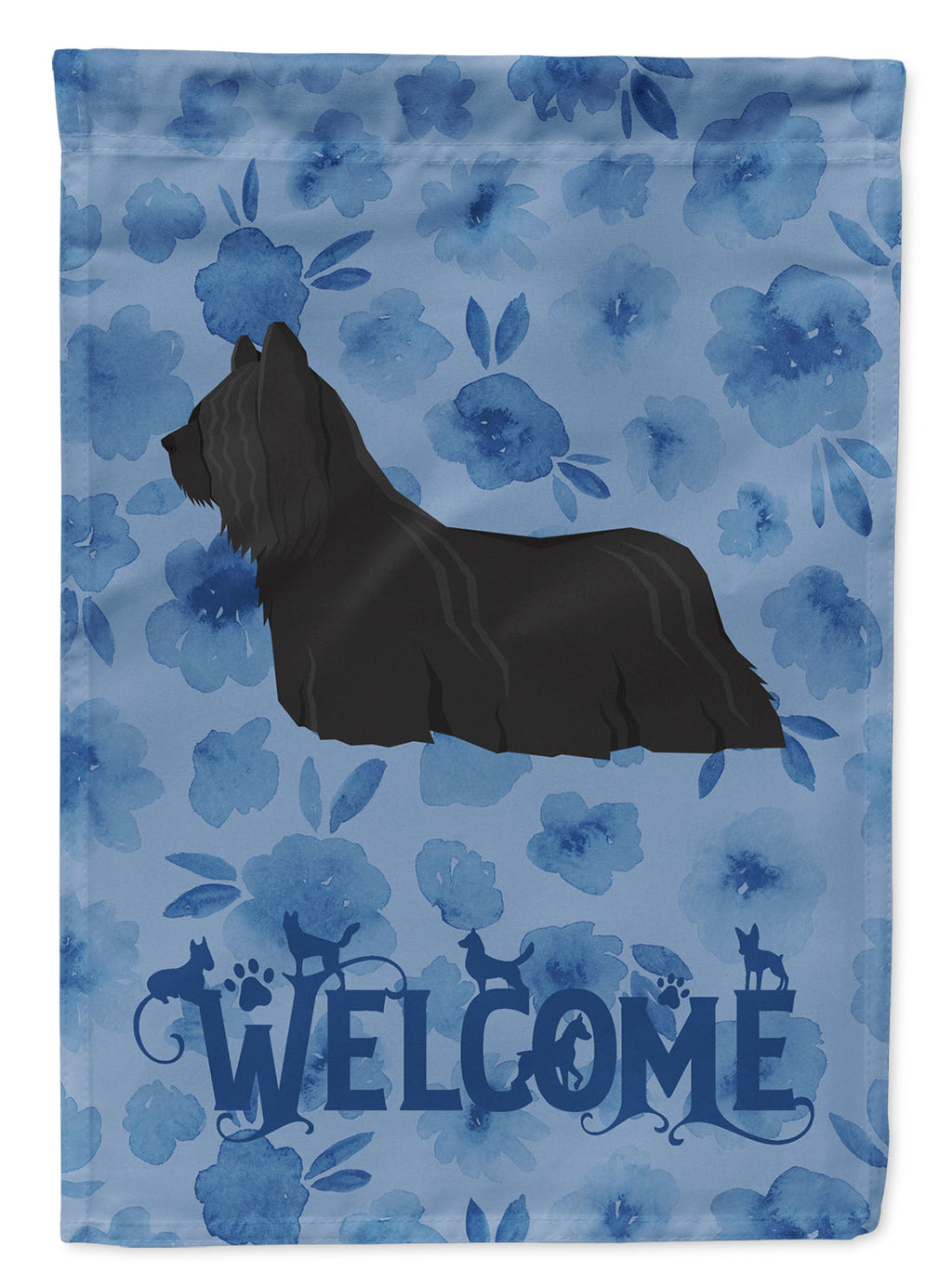 Skye Terrier Welcome House Flag 28x40 Porch Sleeve Pole Decorative Outside Yard Banner Artwork Wall Hanging, Polyester