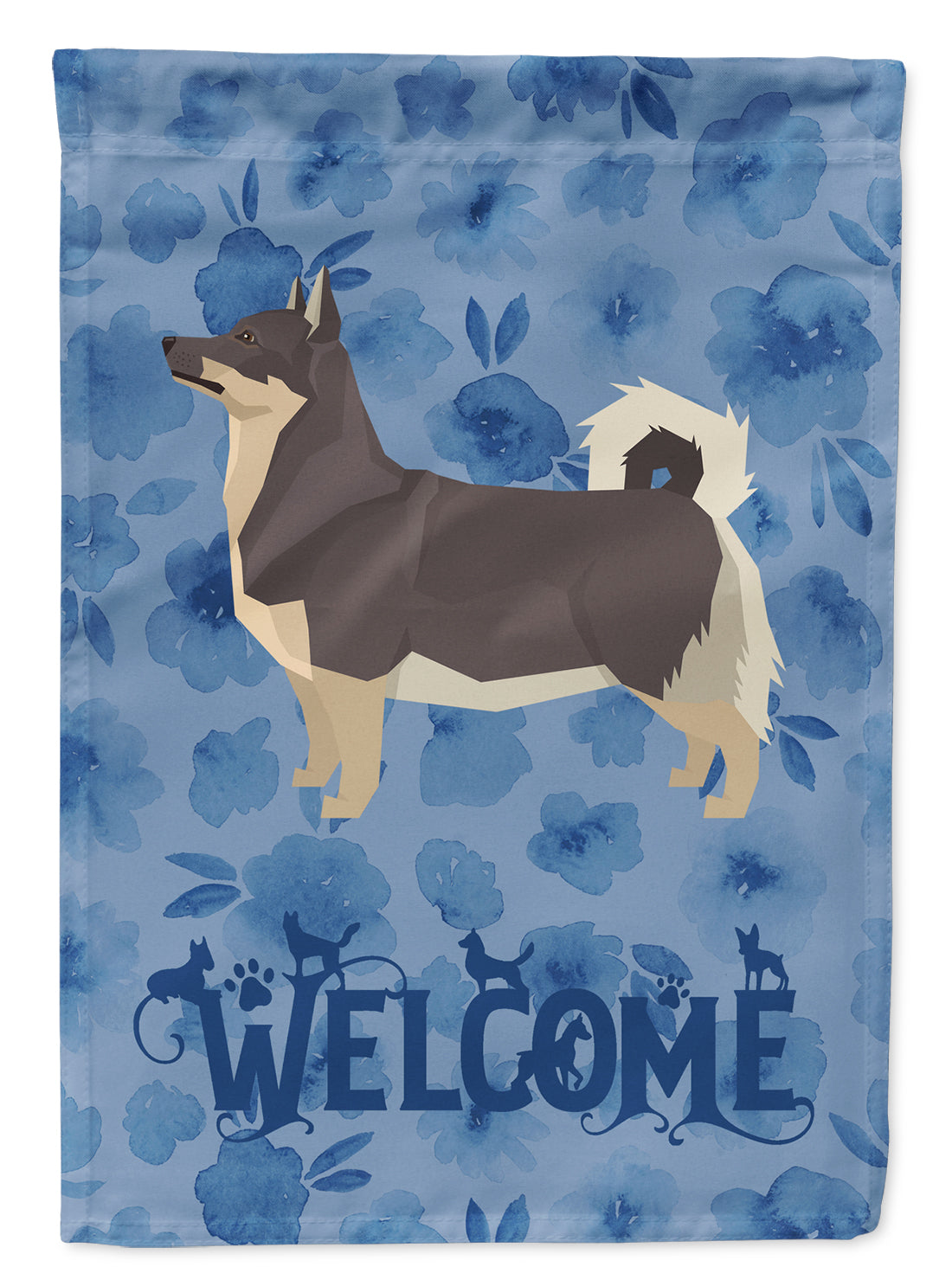 Swedish Vallhund Welcome House Flag 28x40 Porch Sleeve Pole Decorative Outside Yard Banner Artwork Wall Hanging, Polyester