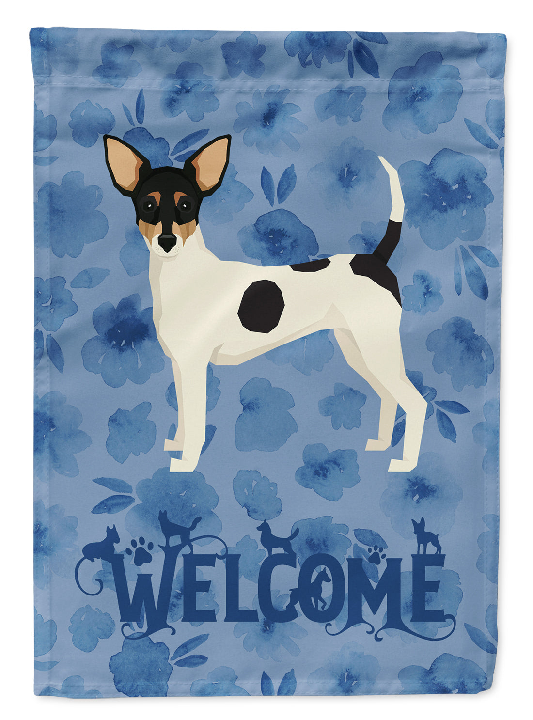 Toy Fox Terrier Welcome House Flag 28x40 Porch Sleeve Pole Decorative Outside Yard Banner Artwork Wall Hanging, Polyester