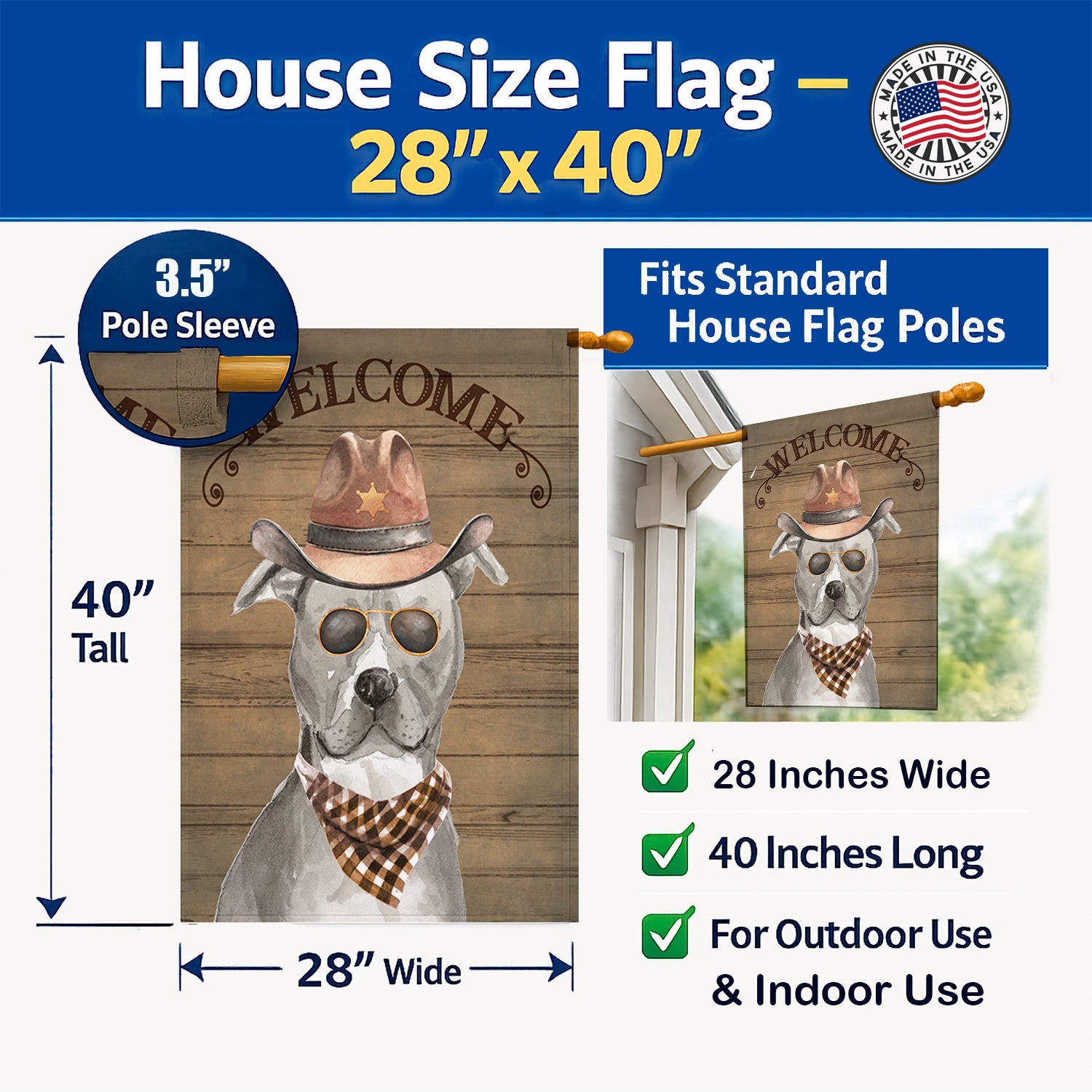 Staffordshire Bull Terrier Country Dog House Flag 28x40 Porch Sleeve Pole Decorative Outside Yard Banner Artwork Wall Hanging, Polyester