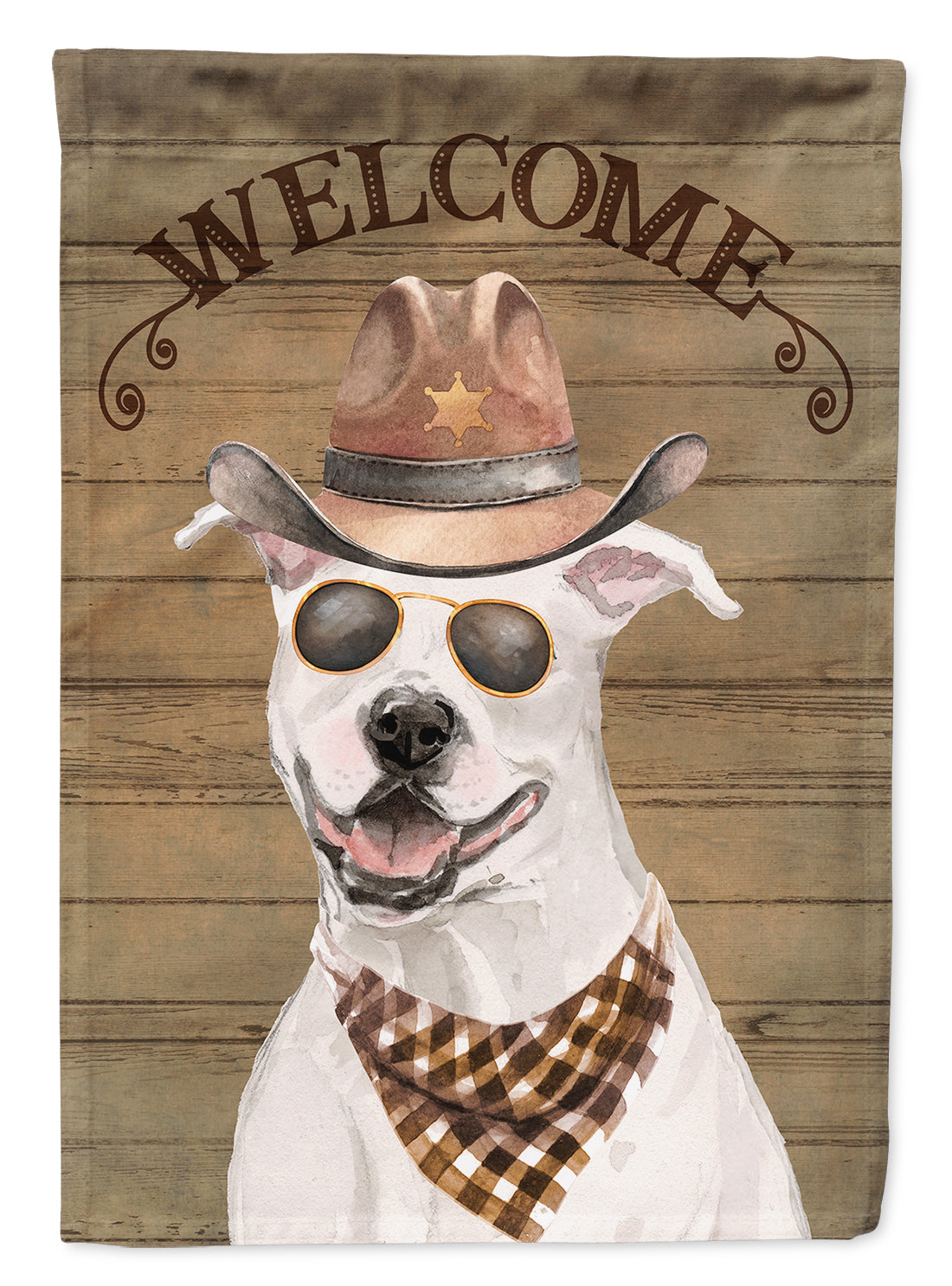 White Staffordshire Bull Terrier Country Dog House Flag 28x40 Porch Sleeve Pole Decorative Outside Yard Banner Artwork Wall Hanging, Polyester