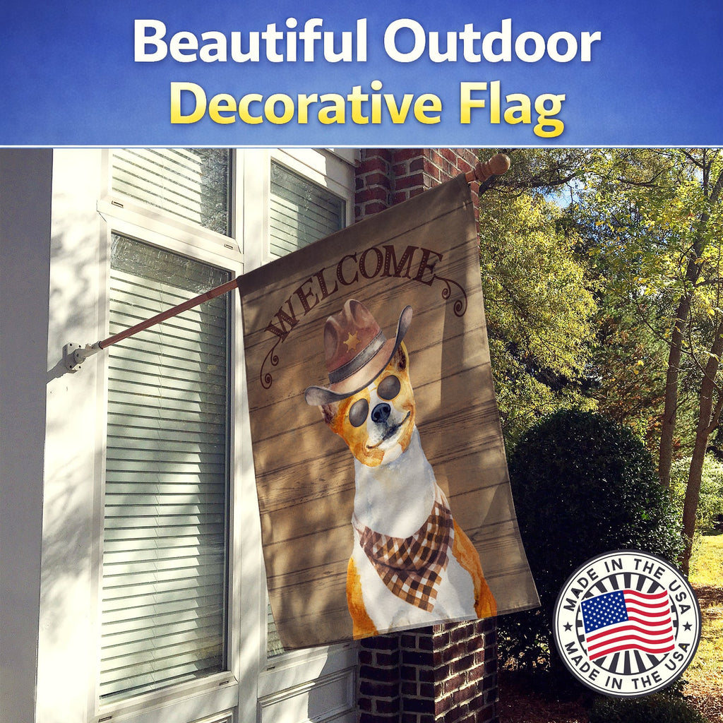 Basenji Country Dog House Flag 28x40 Porch Sleeve Pole Decorative Outside Yard Banner Artwork Wall Hanging, Polyester