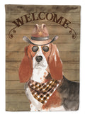 Basset Hound #2 Country Dog House Flag 28x40 Porch Sleeve Pole Decorative Outside Yard Banner Artwork Wall Hanging, Polyester