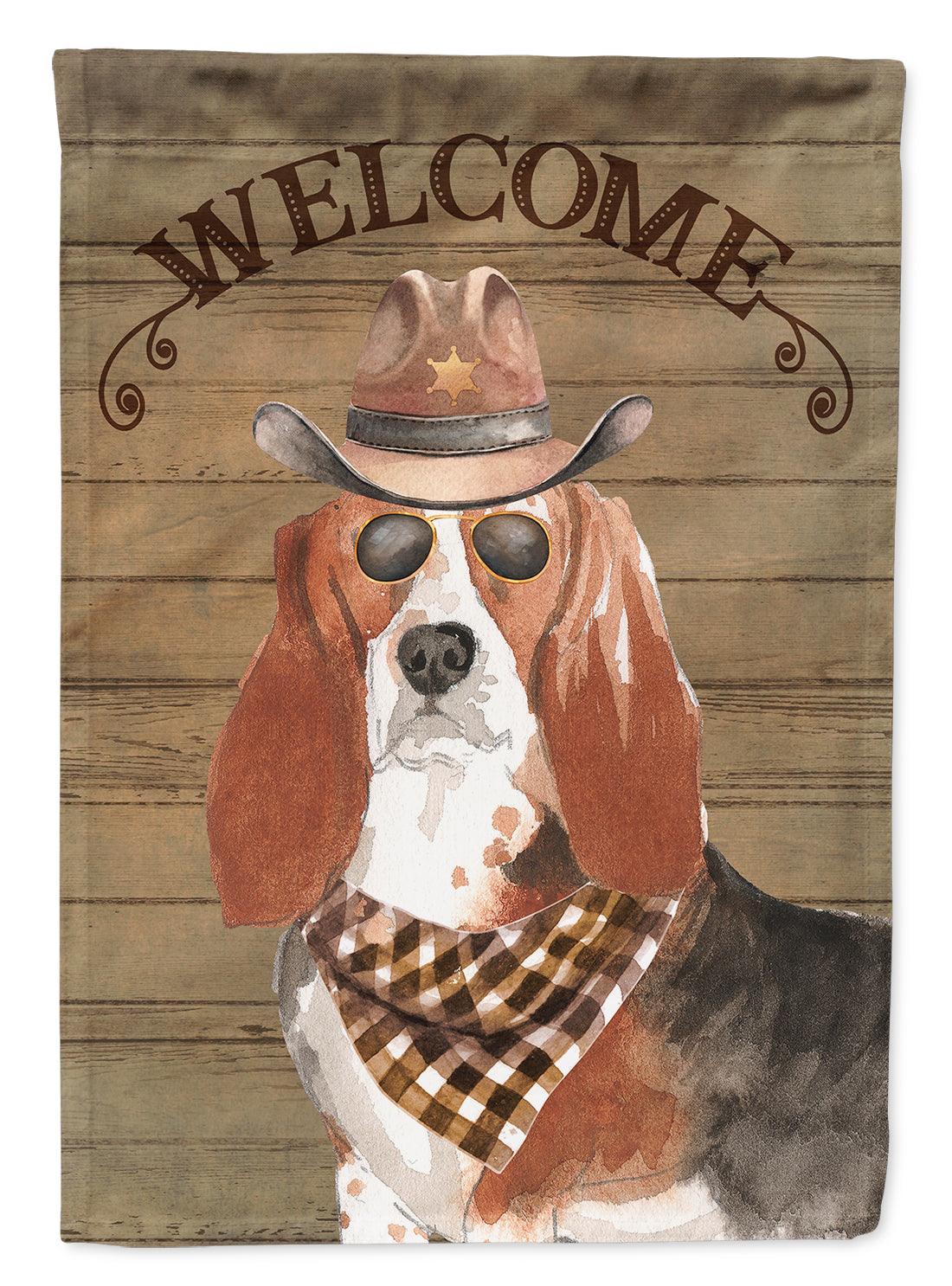Basset Hound #2 Country Dog House Flag 28x40 Porch Sleeve Pole Decorative Outside Yard Banner Artwork Wall Hanging, Polyester